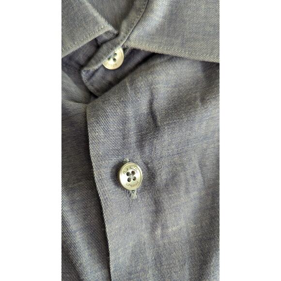 Paul‎ Smith Men Dress Shirt Size 38 Byard Solid Blue Button Up Preppy Italy Work - Picture 3 of 10